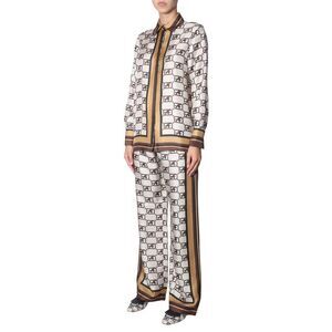 ALBERTA FERRETI Alberta Ferretti Monogram Print Wide Leg Pants Women Beige